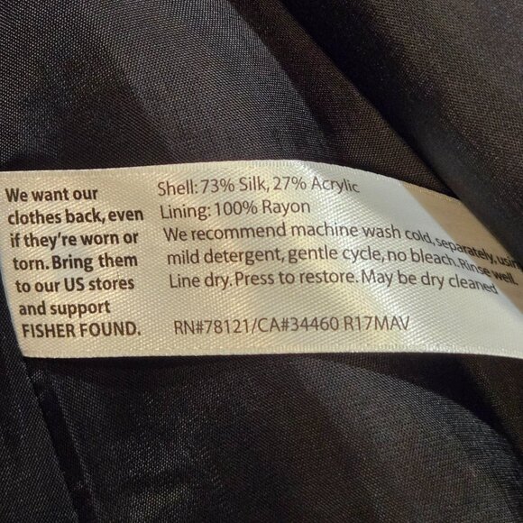 Eileen Fisher Blazer Womens XL Brown Black Open Silk Blend Jacket Jacquard Wave - Picture 10 of 10